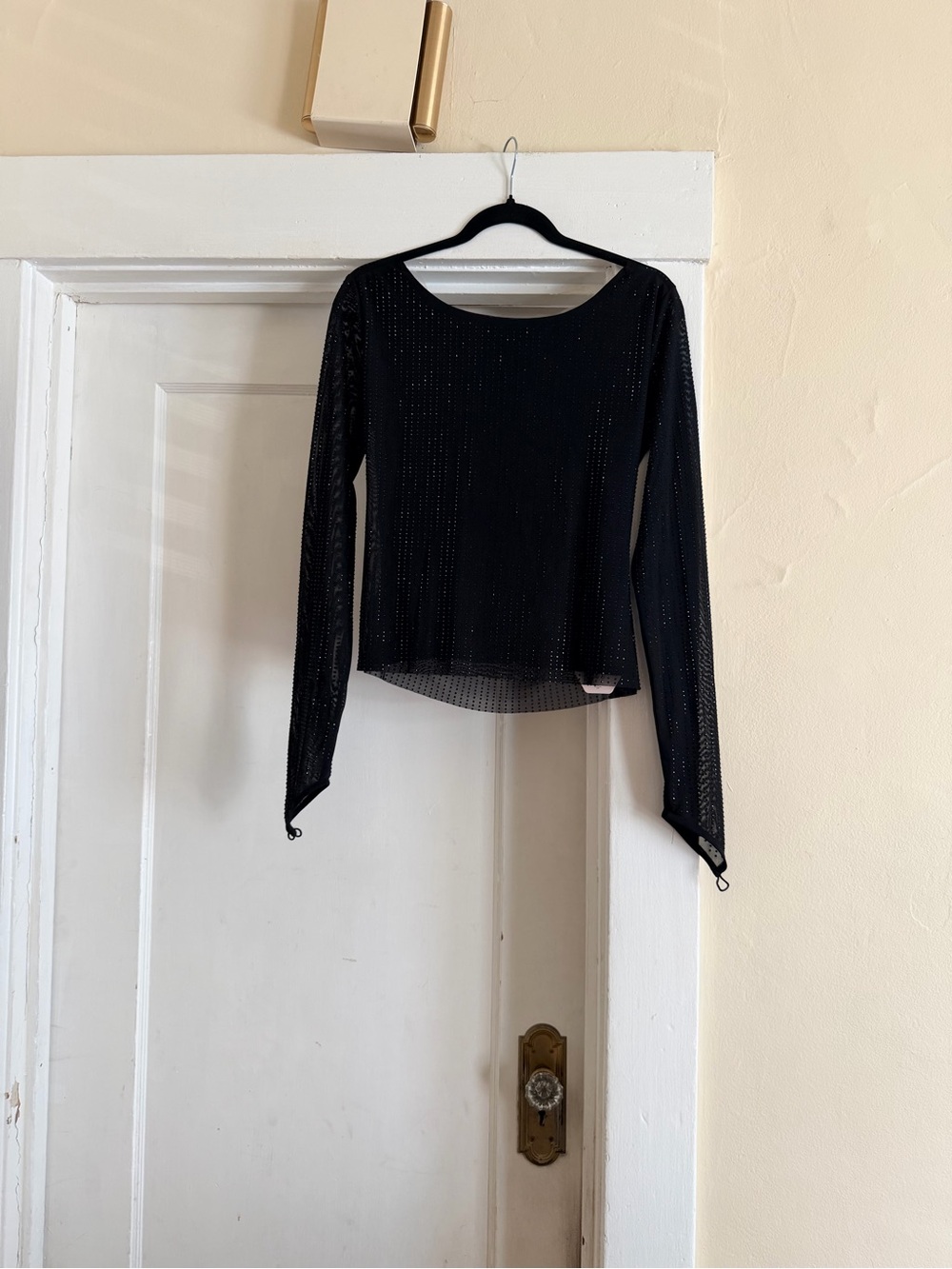 OW Collection Meshy Blouse Black Glitter Sheer Cowl Back Top NWT M